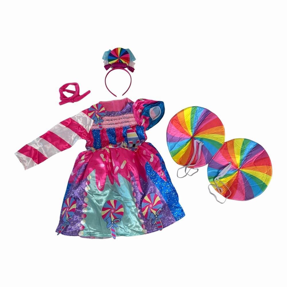Girls Candy Lollipop Halloween Costume Dress Colorful Sweet Shop 4-6T